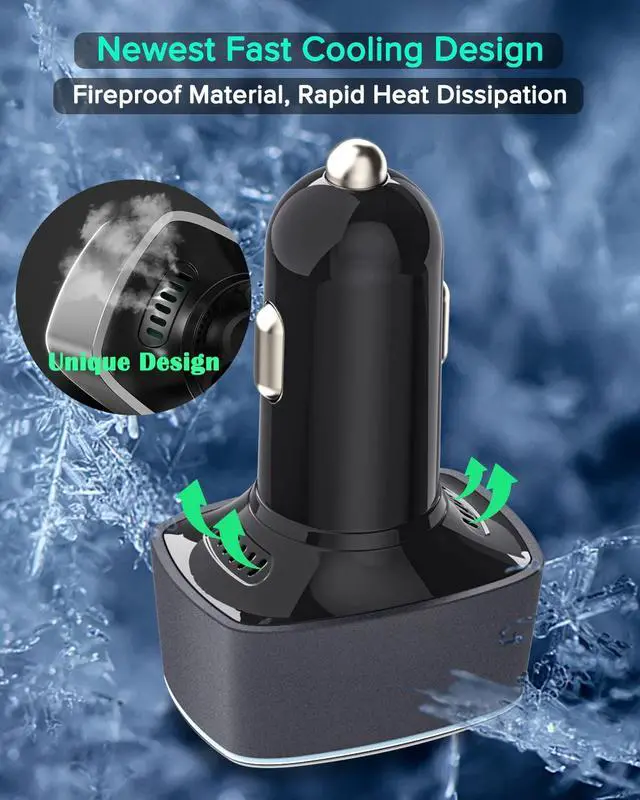 Alt view image 7 of 7 - KEHIPI USB C Car Charger 95W, 3-Port PD 65W PPS 55W QC3.0 30W Fast Car Charger for iPhone 14/13/12/11 Pro Max, Samsung Galaxy, Google Pixel, MacBook/Laptop/iPad, Cigarette Lighter Adapter with Type-C