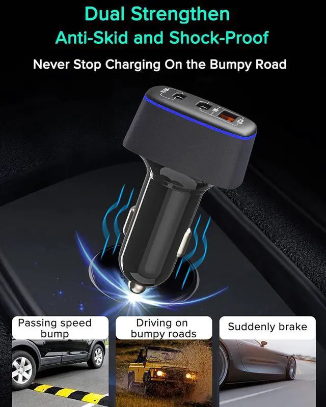 Alt view image 5 of 7 - KEHIPI USB C Car Charger 95W, 3-Port PD 65W PPS 55W QC3.0 30W Fast Car Charger for iPhone 14/13/12/11 Pro Max, Samsung Galaxy, Google Pixel, MacBook/Laptop/iPad, Cigarette Lighter Adapter with Type-C
