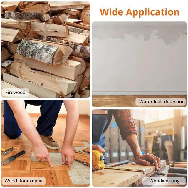 Alt view image 7 of 7 - KEHIPI Rechargeable Moisture Meter with Tri-Colour Display Wall Damp Meter with Visual & Sound Alerts, Professional Damp Detector for Timber, Walls, Cement, and Building Materials