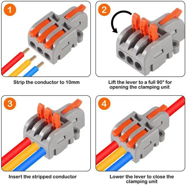 Alt view image 4 of 7 - KEHIPI 26PCS Lever Wire Connectors, 1 in 2 Out &1 in 3 Out &1 in 5 Out Quick Wire Connectors, Electrical Lever Nuts Wire Connectors Push-in Conductor Terminal Block AWG 28-12