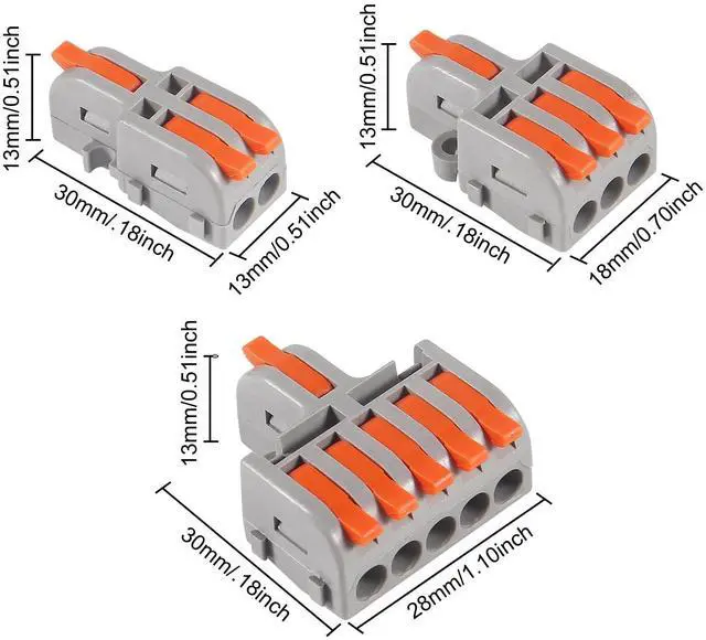 Alt view image 3 of 7 - KEHIPI 26PCS Lever Wire Connectors, 1 in 2 Out &1 in 3 Out &1 in 5 Out Quick Wire Connectors, Electrical Lever Nuts Wire Connectors Push-in Conductor Terminal Block AWG 28-12