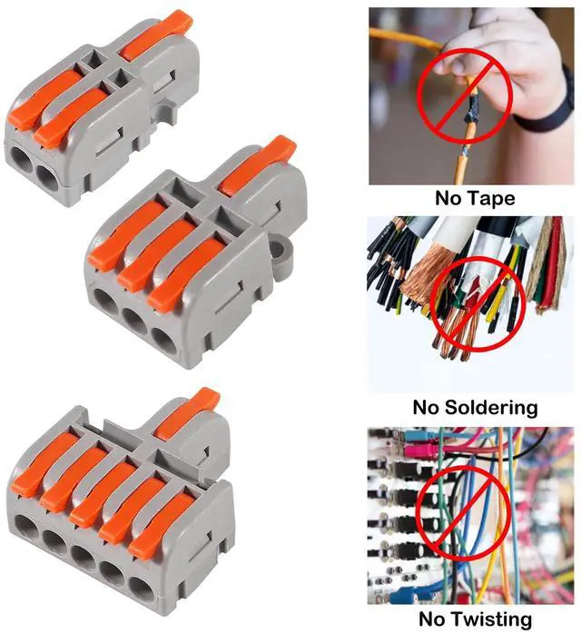 Alt view image 6 of 7 - KEHIPI 26PCS Lever Wire Connectors, 1 in 2 Out &1 in 3 Out &1 in 5 Out Quick Wire Connectors, Electrical Lever Nuts Wire Connectors Push-in Conductor Terminal Block AWG 28-12