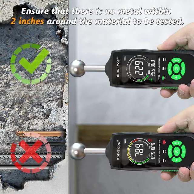 Alt view image 2 of 7 - KEHIPI MT68 Pinless Moisture Meter for Walls and Floors, Non-Invasive Ball Sensor, LED Indicator & LCD Display, Adjustable Alarm, Basement Moisture Detector for Home, RV, Wood