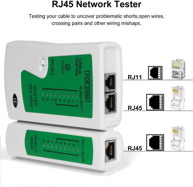 Alt view image 4 of 7 - KEHIPI Professional Network Cable Tester  Fast & Reliable RJ45/RJ11/RJ12 Ethernet Tester for Cat5, Cat5e, Cat6 Cables  Perfect LAN Cable Testing Tool