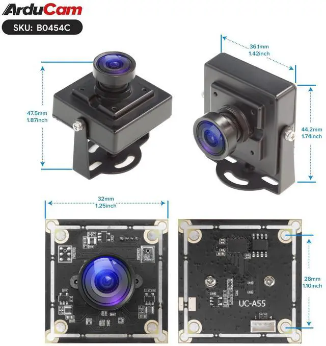 Alt view image 2 of 7 - KEHIPI OV5648 USB Camera Module, 5MP Webcam, 110°(D) Wide Angle Manual Focus USB Camera for Windows, Linux, Android, and Mac OS