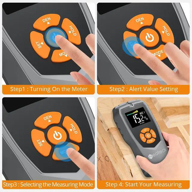 Alt view image 5 of 7 - KEHIPI Pinless Moisture Meter - Non-Destructive Wood & Masonry Moisture Detector with LCD Display & Sound Alarm for Walls, Drywall, Plaster, Floor, Concrete