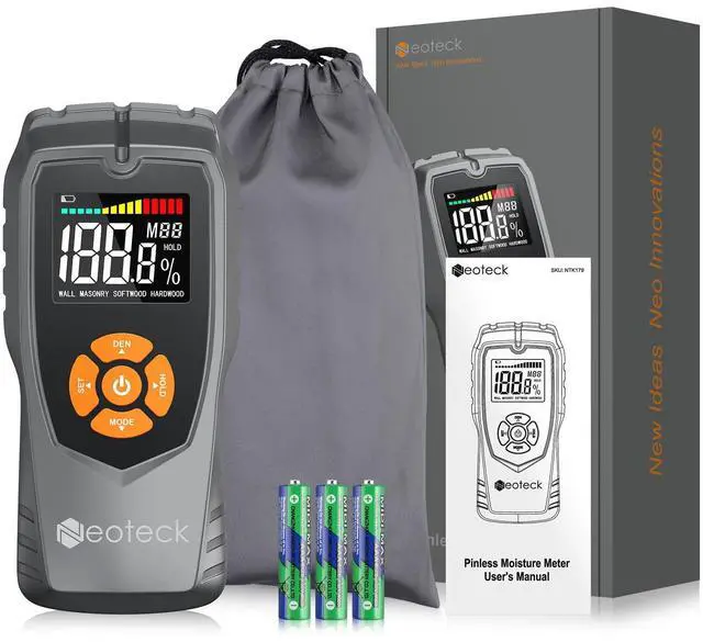 Alt view image 7 of 7 - KEHIPI Pinless Moisture Meter - Non-Destructive Wood & Masonry Moisture Detector with LCD Display & Sound Alarm for Walls, Drywall, Plaster, Floor, Concrete