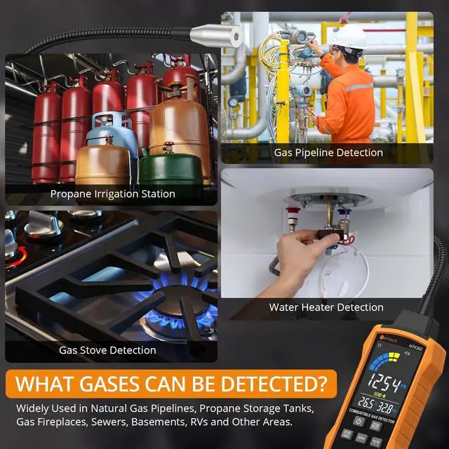 Alt view image 7 of 7 - KEHIPI Natural Gas Detector 0-9999PPM/0%-20% LEL Gas Leak Detector with 12 Gooseneck Combustible Gas Detector with 3 Sensitive Modes Test Methane Propane Gasoline for Gas Pipeline Gas Stove and RV