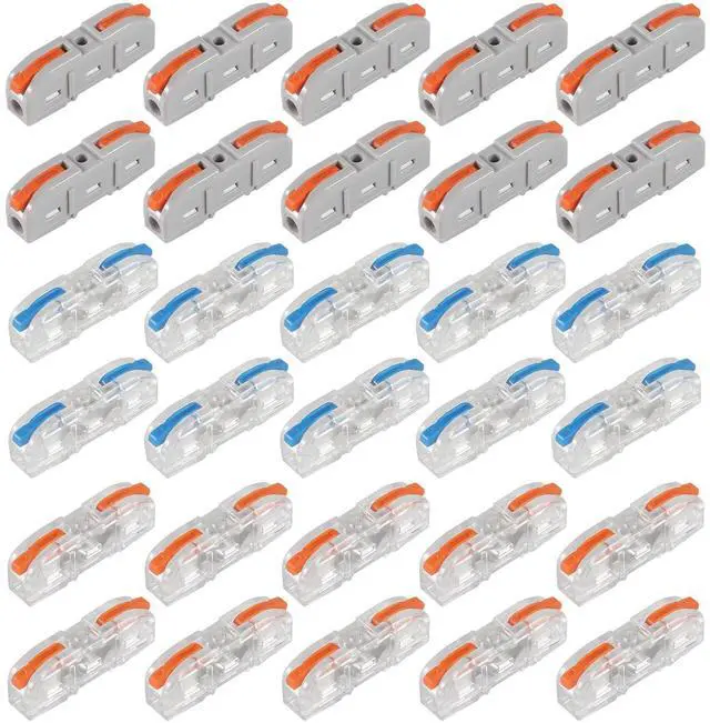 Main image of KEHIPI 30pcs Compact Wire Connectors - 1 to 1 Inline Electrical Connectors, Quick Connect Butt Terminals (3 Colour)