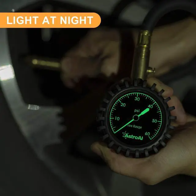 Alt view image 7 of 7 - KEHIPI Tire Pressure Gauge, 0-60 PSI, Certified ANSI B40.1 Accurate with Large 2" Dial Easy to Read for Car, SUV, Truck & Motorcycle