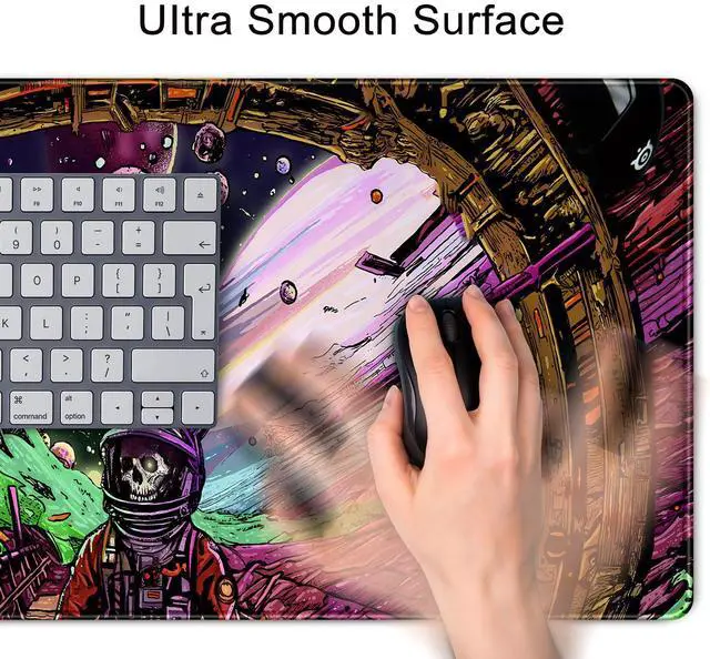 Alt view image 6 of 7 - KEHIPI Strange Planet Desk Mat Space Scene Large Gaming Mouse Pad Extended Anime Vibrant Colors Desk Pad Futuristic Spaceship Mousepad XL Cosmic Adventure Skeleton Keyboard Mouse Mat 31.5"x11.8"