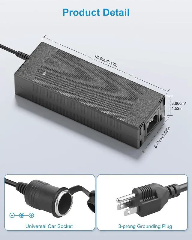 Alt view image 3 of 7 - KEHIPI 2025 Upgrade AC to DC Converter 110V to 12V 12.5A 150W 9.2FT Cigarette Lighter Adapter to Wall Plug AC to DC Adapter 12 Volt Power Supply for Car Refrigerator Inflator Vacuum Cleaner Cooler