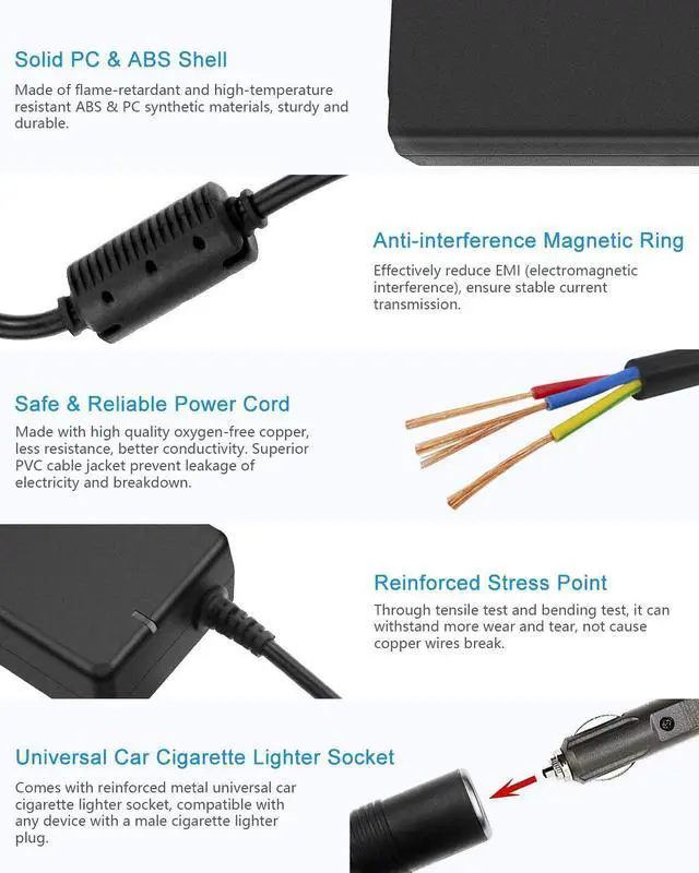 Alt view image 5 of 7 - KEHIPI AC to DC Converter 110V to 12V 8A, 120V to 12V Power Supply Cigarette Lighter Adapter to Wall Plug AC to DC Adapter for Small Car Vacuum Air Pump Cooler Massager and Other Devices Under 96W