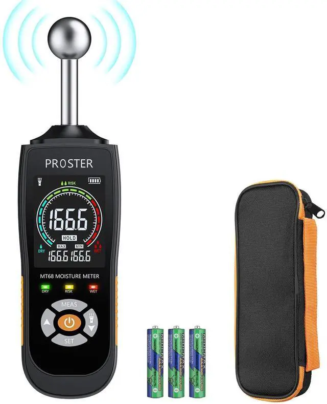 Main image of KEHIPI Spherical Inductive Moisture Meter, 20-40mm Analysis Depth, Non-Destructive Moisture Meter for Wall Wood Masonry Concrete Plaster Building Materials, with Color LCD Alarm Function