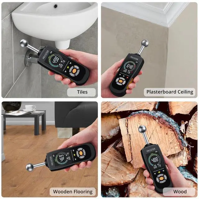 Alt view image 6 of 7 - KEHIPI Spherical Inductive Moisture Meter, 20-40mm Analysis Depth, Non-Destructive Moisture Meter for Wall Wood Masonry Concrete Plaster Building Materials, with Color LCD Alarm Function