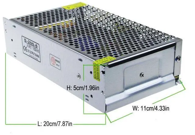 Alt view image 5 of 7 - KEHIPI 5V 40A DC Power Supply 200W 4.5V 5.5V Power Adapter 110V/220V AC to DC 5 Volt 40 Amp Converter Low Voltage Transformer 2 Output LED Driver for WS2812B WS2811 LED Strip Pixel Light CCTV Camera