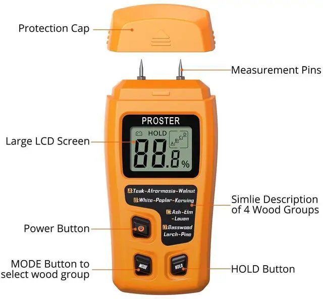 Alt view image 2 of 7 - KEHIPI Wood Moisture Meter - Digital Moisture Detector Moisture Tester, Pin-Type Moisture Detector Damp Tester for Wood Firewood Paper Floor