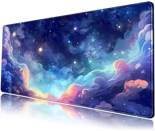 Main image of KEHIPI Pastel Anime Space Desk Mat Nebula View Cute Aesthetic Desk Pad Stars Galaxies Deep Dark Blue Cosmos Large Mouse Pad Extended Gaming Mousepad XL Laptop Keyboard Mouse Mat 31.5"x11.8"