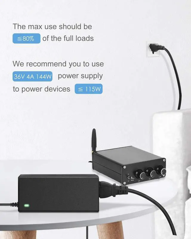 Alt view image 7 of 7 - KEHIPI 36V Power Supply 4A 144W AC/DC Adapter 100~240V AC to DC 36 Volt 4 Amp Converter 36 vdc 4A 3.5A 3A 2A Transformer with 5.5mmx 2.5mm Plug for LED Lights Printer Laser Engraver