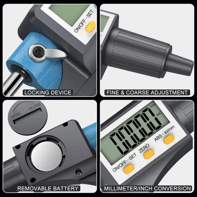 Alt view image 6 of 6 - KEHIPI Digital Micrometer, Outside Micrometer Precision Measuring Tool, 0-1"/0-25 mm, Inch/Metric 0.00005"/0.001 mm, Machinist Thickness Gauge Tool, Large LCD Display