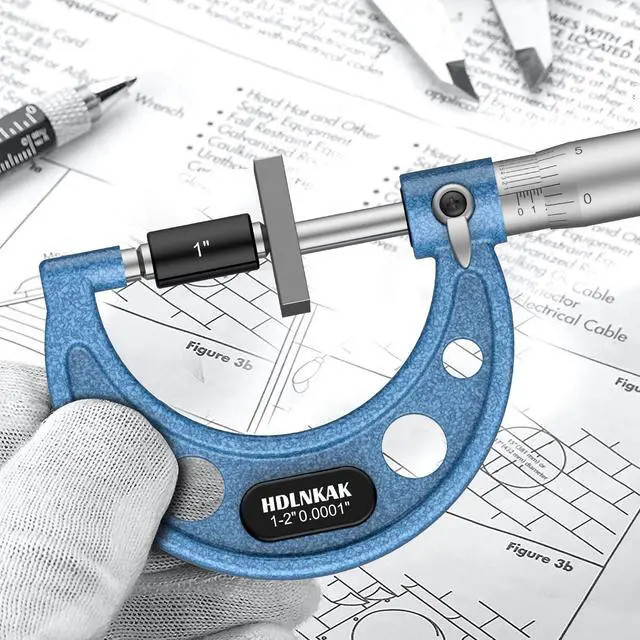 Alt view image 3 of 7 - KEHIPI Outside Micrometer Set, 1-2" Machinist Micrometer, 1 Pcs Machinist Tool Set, 0.0001" Graduation Micrometer Set, Alloy Precision Micrometer, Micrometer Standard Set with Case