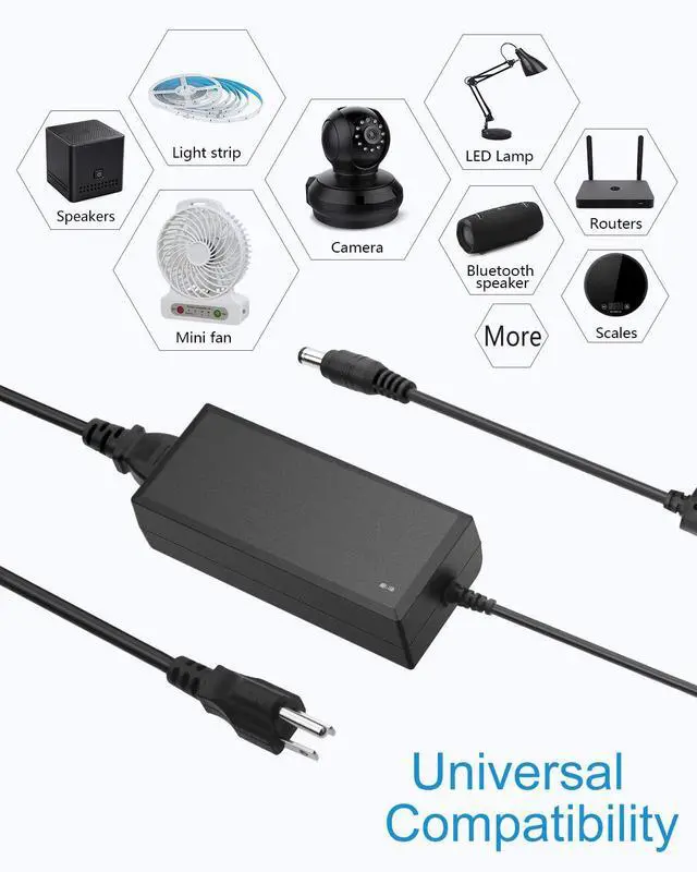 Alt view image 6 of 7 - KEHIPI 24V DC Power Supply 2A 48W AC/DC Adapter 100~240V AC to DC 24 Volt 2 Amp Converter 24 vdc 2000mA 1.8A 1.5A 1.3A 1.2A with 5.5mmx 2.5mm 2.1mm Plug for LED Strip Light CCTV Camera DC Pump Fan