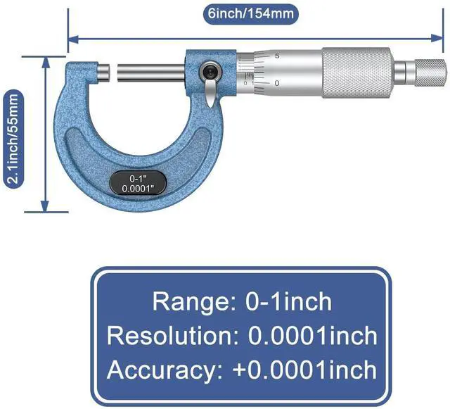 Alt view image 2 of 7 - KEHIPI Outside Micrometer, 0-1" Machinist Micrometer, 0.0001" Graduation Micrometer Set, Alloy Precision Micrometer, Machinist Tool, Micrometer Standard with Case