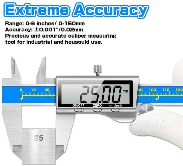 Alt view image 3 of 7 - KEHIPI Caliper Measuring Tool Digital Caliper Industrial Quality Precision Electronic Vernier Caliper Inch/Millimeter Measurement Micrometer for Jewelry - Accuracy Ip54 Waterproof Caliper Measure Tool