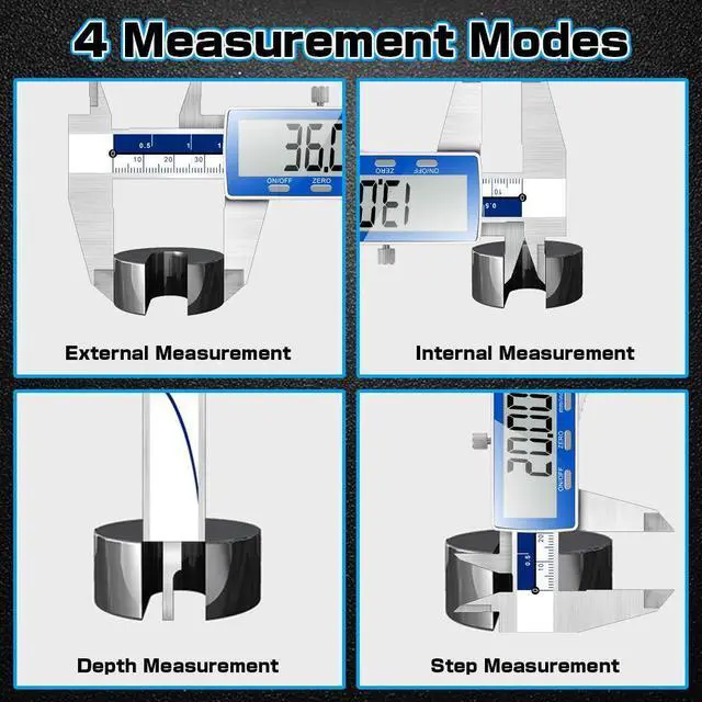 Alt view image 3 of 7 - KEHIPI Digital Caliper, 0-6inch Caliper Measuring Tool Extreme Accuracy IP54 Waterproof Electronic Vernier Caliper Stainless Steel Digital Micrometer with Extra Large LCD Screen