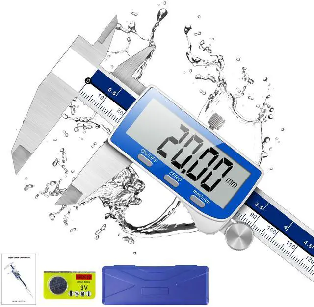 Main image of KEHIPI Digital Caliper, 0-6inch Caliper Measuring Tool Extreme Accuracy IP54 Waterproof Electronic Vernier Caliper Stainless Steel Digital Micrometer with Extra Large LCD Screen