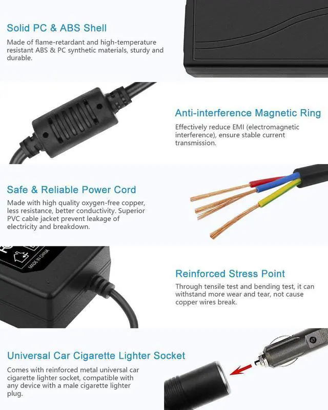 Alt view image 5 of 7 - KEHIPI AC to DC Converter 12V 5A 60W 110V to 12V Converter Cigarette Lighter Adapter to Wall Plug 120V AC to DC Adapter for Small Car Vacuum Massager Fan MP3 Car Charger and Other Devices Under 60W