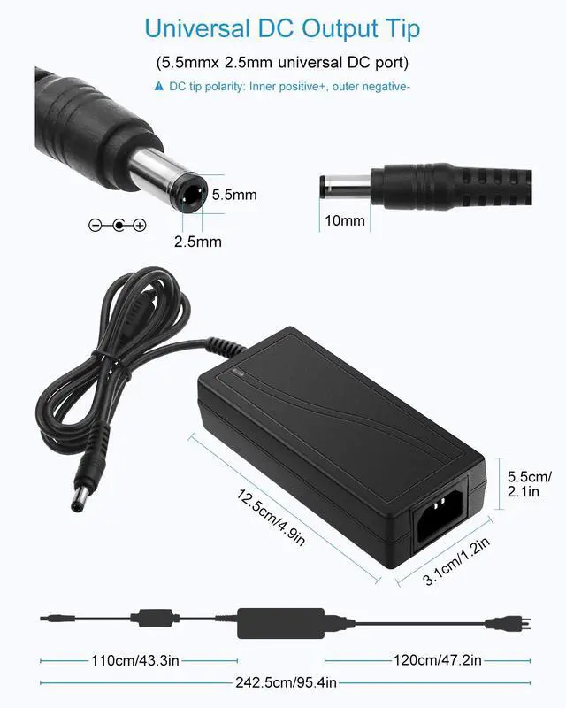 Alt view image 3 of 7 - KEHIPI 12V DC Power Supply 6A 72W AC Adapter 100~240V 50-60hz 12 Volt Transfomer 6 Amp 5A 4A 3A AC to DC Converter with 5.5x2.5mm 2.1mm Plug for LED Strip Light CCTV Camera Pump Fan,5-Pack