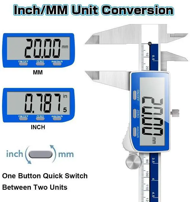 Alt view image 4 of 7 - KEHIPI Digital Caliper, 0-6inch Caliper Measuring Tool Extreme Accuracy IP54 Waterproof Electronic Vernier Caliper Stainless Steel Digital Micrometer with Extra Large LCD Screen