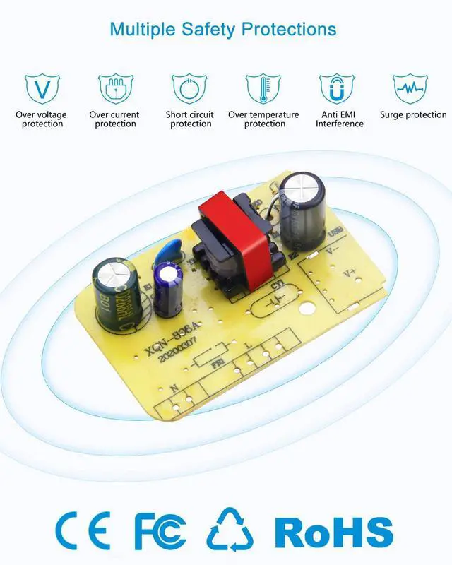 Alt view image 5 of 7 - KEHIPI DC 12V 1A Power Supply 12W AC Adapter 100~240V 50-60hz to 12 Volt 1Amp 0.5A Transformer DC 12V Power Cord 5.5 x 2.5mm 2.1mm Plug for LED Strip Light CCTV Security Camera and More