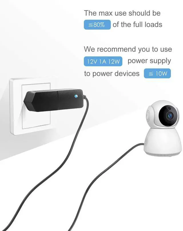 Alt view image 7 of 7 - KEHIPI DC 12V 1A Power Supply 12W AC Adapter 100~240V 50-60hz to 12 Volt 1Amp 0.5A Transformer DC 12V Power Cord 5.5 x 2.5mm 2.1mm Plug for LED Strip Light CCTV Security Camera and More