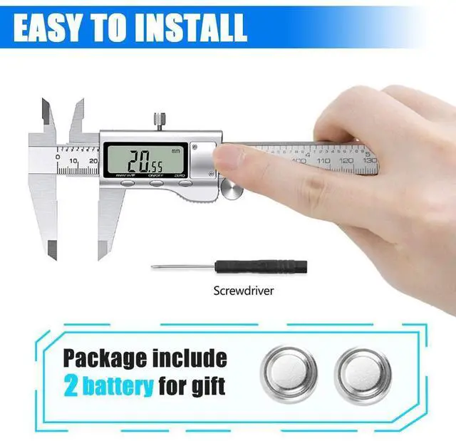 Alt view image 5 of 7 - KEHIPI Digital Caliper Measuring Tool, Stainless Steel Vernier Caliper Digital Micrometer with Large LCD Screen, Easy Switch from Inch Metric Fraction, 6 Inch Caliper Tool for DIY/Household