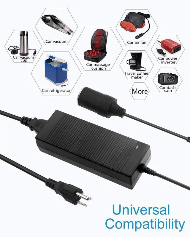 Alt view image 6 of 7 - KEHIPI AC to DC Converter 110V to 12V 10A 120W Power Supply Car Cigarette Lighter Adapter to Wall Plug AC to DC Adapter for Car Vacuum Cleaner Inflator Refrigerator Cooler and Other Car Devices