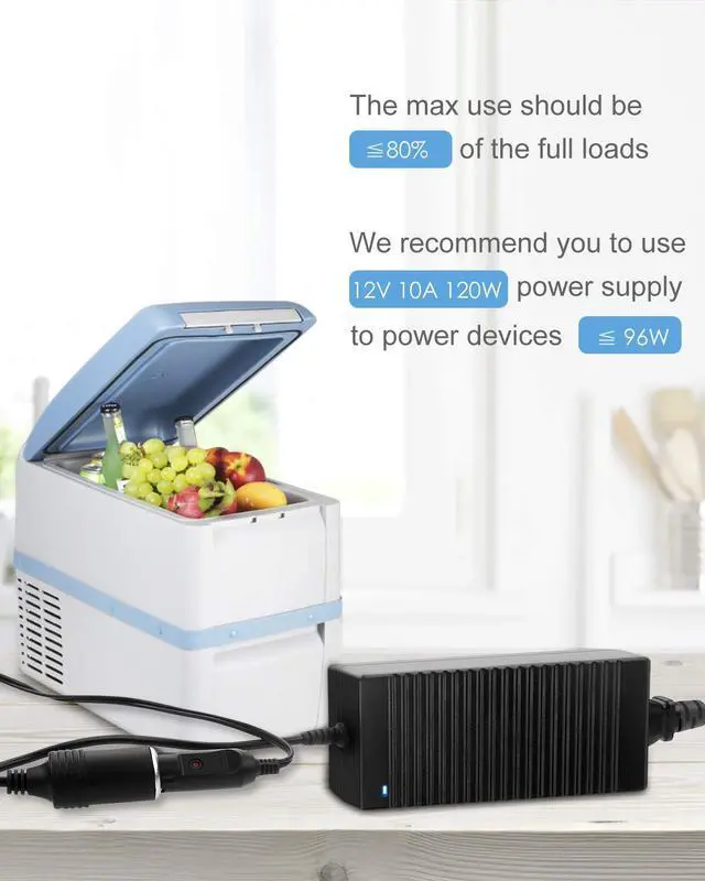 Alt view image 7 of 7 - KEHIPI AC to DC Converter 110V to 12V 10A 120W Power Supply Car Cigarette Lighter Adapter to Wall Plug AC to DC Adapter for Car Vacuum Cleaner Inflator Refrigerator Cooler and Other Car Devices