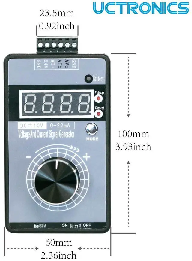 Alt view image 6 of 6 - KEHIPI DC ±10V 0/4-20mA Current Voltage Signal Generator, USB Power Supply Interface Analog Simulator for PLC and Panel Debugging, Device Testing, Frequency Converter, Flow Valve (Without Battery)