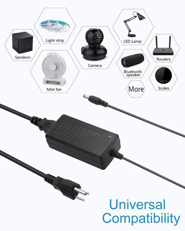 Alt view image 6 of 7 - KEHIPI 12V 5A Power Supply 12 Volt 60W Power Adapter 100~240V AC to DC 12V Converter LED Driver Transformer 5.5x2.5mm 2.1mm for LED Light Strip Security Cameras Webcam Radio transceiver,5-Pack