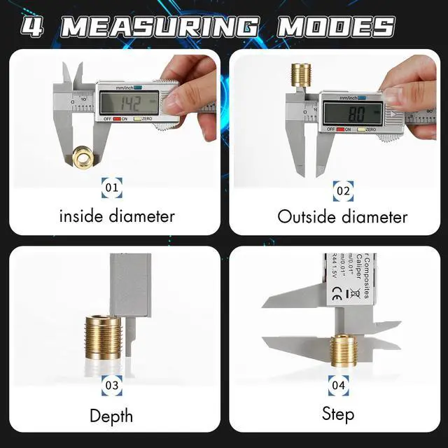 Alt view image 6 of 7 - KEHIPI Electronic Digital Caliper, LCD | 0 to 6 inch inch/mm Conversion, Automatic Shutdown Function, Very Suitable for Home/Jewelry/DIY Measurement, etc