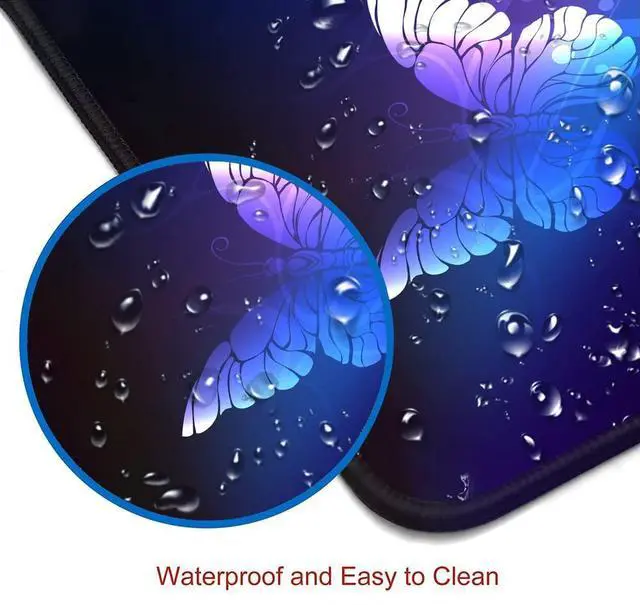 Alt view image 4 of 6 - KEHIPI Gaming Mouse Pad, Large Mouse Pads for Women, Non-Slip Rubber Base Mousepad, Keyboard Mouse Mat, Desk Pad with Stitched Edges, 31.5x11.8inch, Purple Butterfly