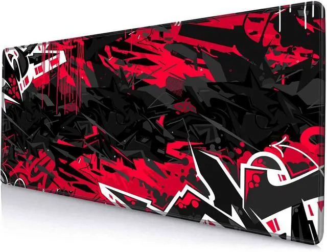 Main image of KEHIPI Mouse Pad Gaming, Large XXL Mouse Pads, Non-Slip Rubber Base Mousepad, Keyboard Mouse Mat Desk Pad with Stitched Edges, 31.5x11.8 inch Black Red