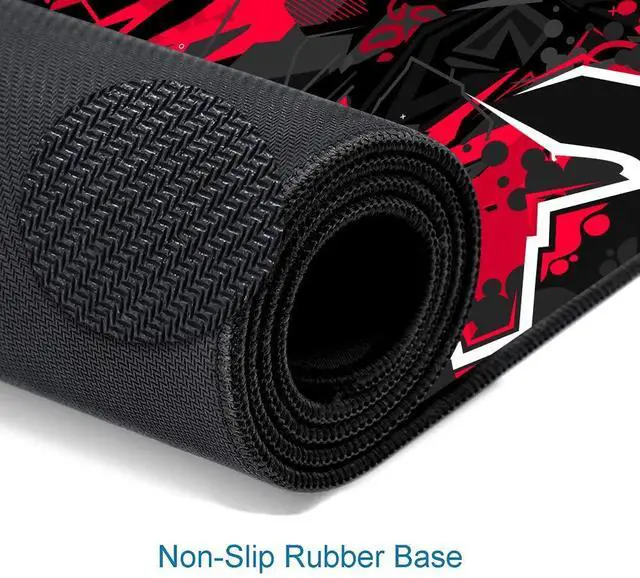 Alt view image 4 of 6 - KEHIPI Mouse Pad Gaming, Large XXL Mouse Pads, Non-Slip Rubber Base Mousepad, Keyboard Mouse Mat Desk Pad with Stitched Edges, 31.5x11.8 inch Black Red