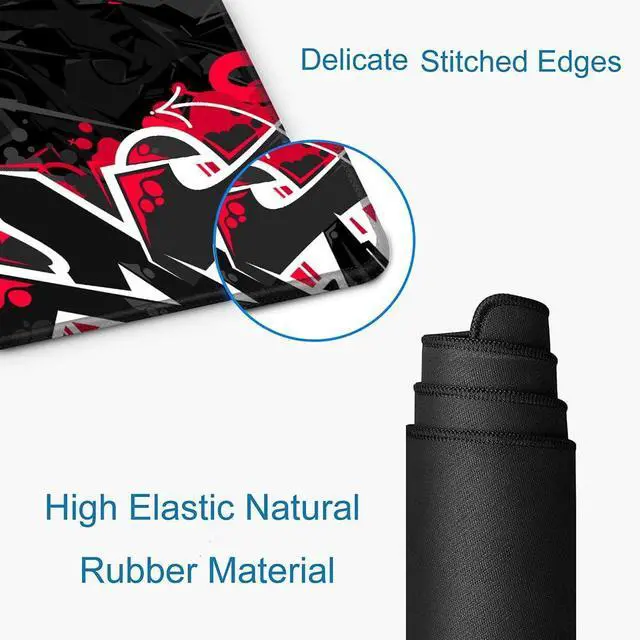 Alt view image 3 of 6 - KEHIPI Mouse Pad Gaming, Large XXL Mouse Pads, Non-Slip Rubber Base Mousepad, Keyboard Mouse Mat Desk Pad with Stitched Edges, 31.5x11.8 inch Black Red