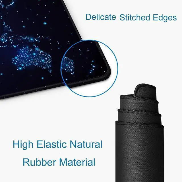 Alt view image 5 of 6 - KEHIPI  Large Gaming Mouse Pad with Stitched Edges, Desk Pad Extended Keyboard Mat, Non-Slip Rubber Base Mousepads for Laptop, Office, Home, 31.5X11.8 inch Galaxy World Map