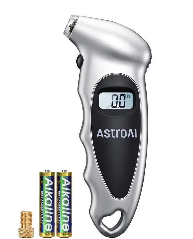 Main image of KEHIPI Digital Tire Pressure Gauge with Replaceable AAA Battery, 150 PSI 4 Settings Stocking Stuffers for Car Truck Bicycle Backlit LCD Non-Slip Grip Car Accessories, Silver