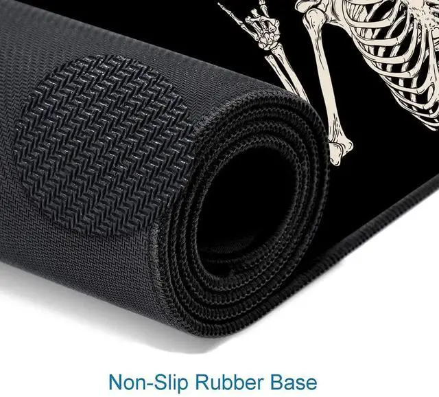 Alt view image 4 of 6 - KEHIPI Gaming Mouse Pad, Large Mouse Pads for Desk, Non-Slip Rubber Base Mousepad, Keyboard Mouse Mat, Desk Pad with Stitched Edges, 31.5x11.8 inch Black Human Skeleton