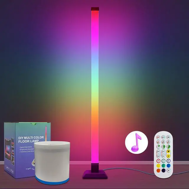 Main image of KEHIPI LED Floor Lamp Lights, Corner Lamp RGB 16 Million Colors with Remote Contorl Multicolour Scene Modes, Music Sync, Adjustable Light Height Corner Floor Lamp for Living Room, Bedroom