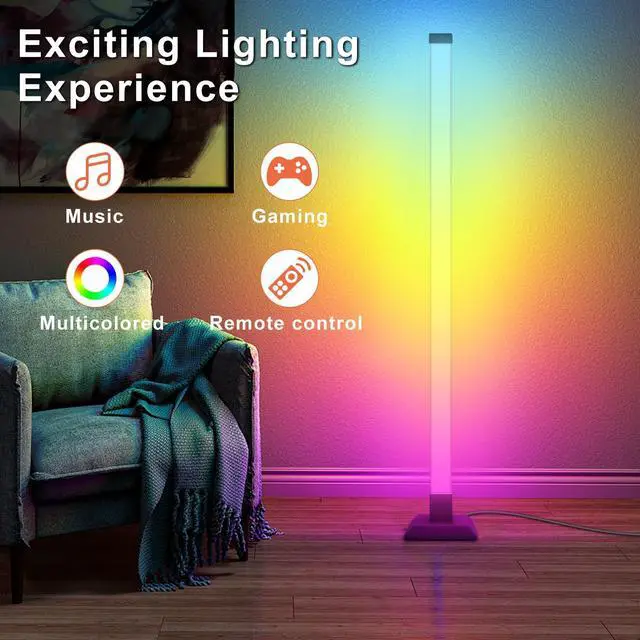 Alt view image 2 of 7 - KEHIPI LED Floor Lamp Lights, Corner Lamp RGB 16 Million Colors with Remote Contorl Multicolour Scene Modes, Music Sync, Adjustable Light Height Corner Floor Lamp for Living Room, Bedroom